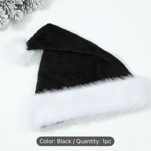 Black Santa Hat with White Faux Fur Trim Women or Kids